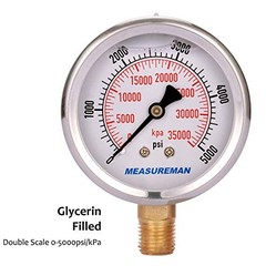 2-1/2″ Dial Size, Liquid Filled Hydraulic Pressure 2-1/2 inch Lower Mount