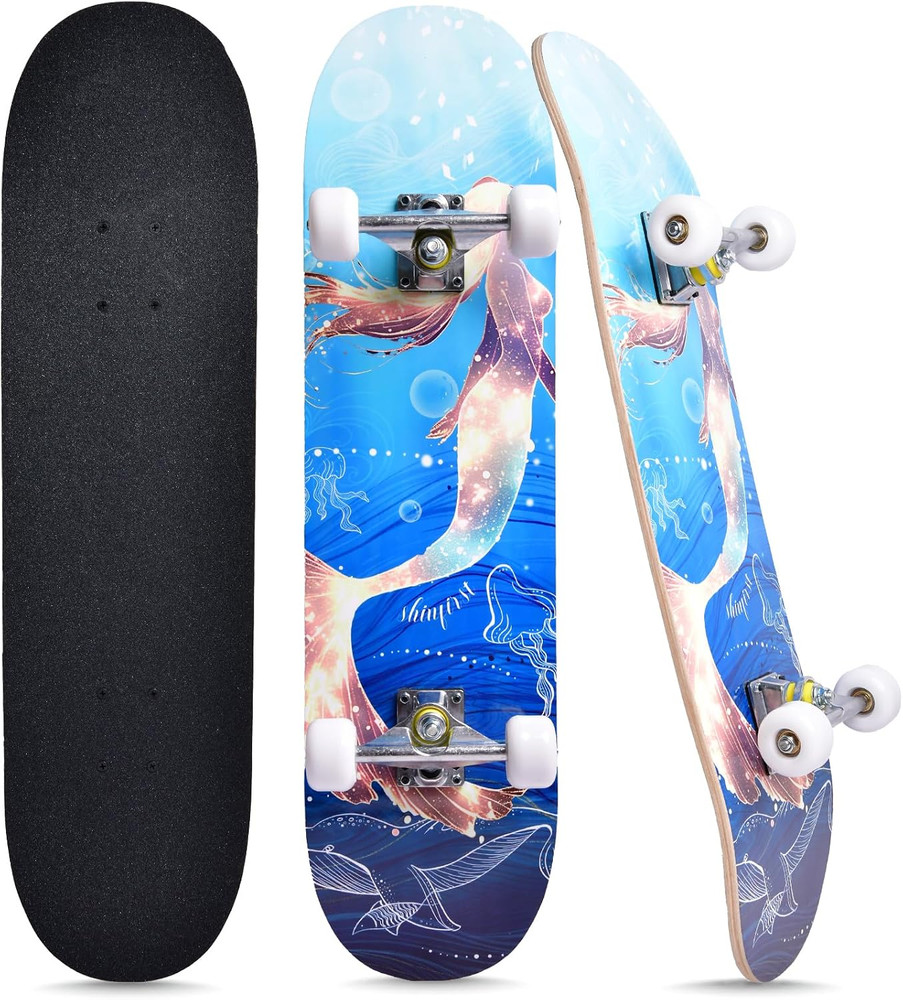 Skateboards for Girls Beginners Kids Teens Adults Women,31»X8»,7-Layer Maple,D