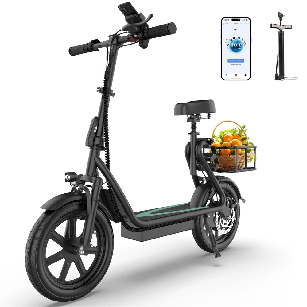 AOVOPRO Electric Scooter with Seat, Commuter Foldable, 500W 10.4Ah Battery 22mph