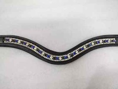 High Quality 3 Row Crystal Horse Leather Browband For Bridle.