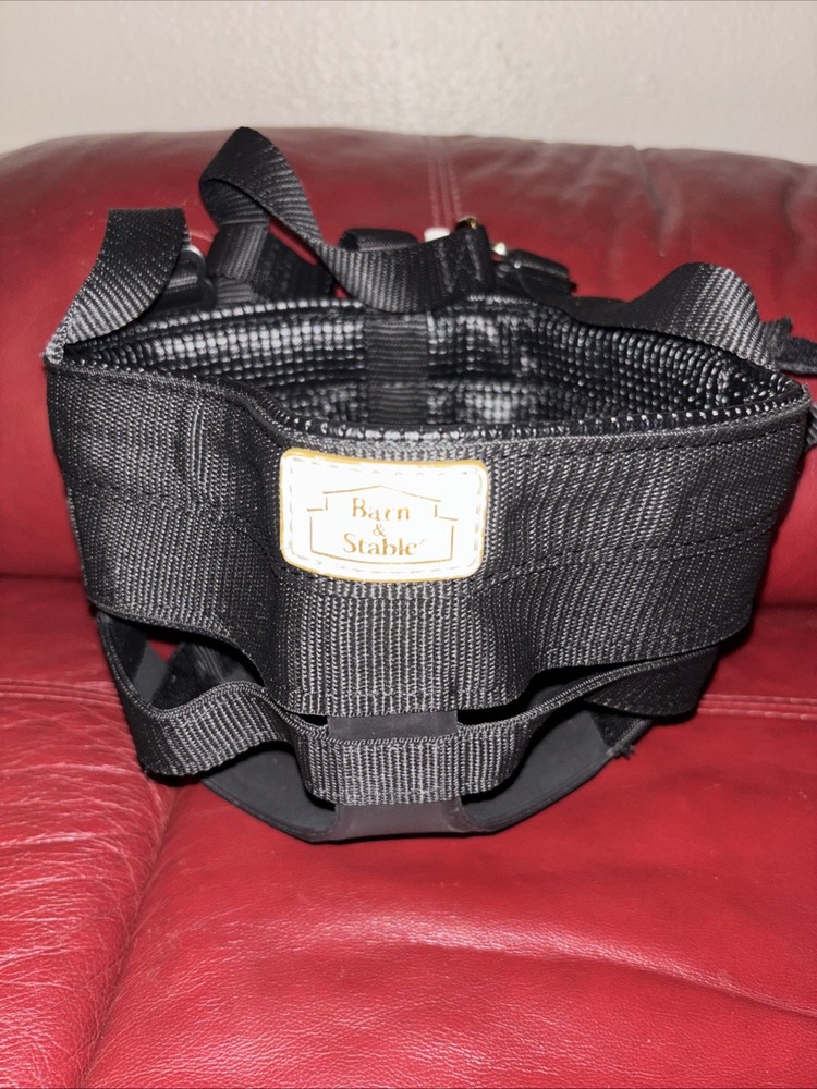 Barn and Stable adjustable Black Nylon/Rubber Horse Pony Yearling Grazing Muzzle