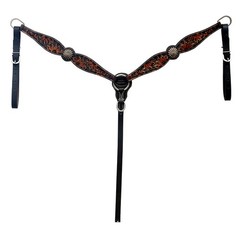 Western Headstall and Breast Collar Set HILASON Tooled Leather Horse Bridle Tack