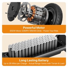 650W 12″ Tire Electric Scooter Adults Folding E-Scooter 45km Range 20MPH Commute