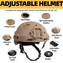Tactical Helmet with Headset,Adjustable Cover Medium, TAN