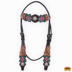 Western Headstall and Breast Collar Set HILASON Tooled Leather Horse Bridle Tack