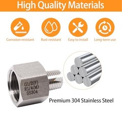 1/4″ Male to 1/2″ Female Reducer Adapter, 304 1/4″ Male x 1/2″ Female