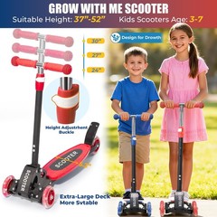 3 Wheel Scooter for Kids Ages 3-12, LED Light-Up Kids Kick Scooter–Portabl