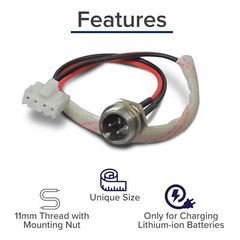Mini 3-Prong 4-Wire Charger Port for Swagtron Hoverboard, Electric Hover E-Board
