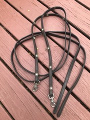 VINTAGE WESTERN LEATHER ALPACA SILVER QUALITY CONCHOS SPLIT REINS