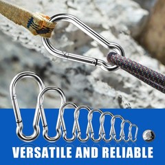 Stainless Steel Carabiners Spring Snap Hooks Heavy Duty Keychain Clip 10 PCS NEW