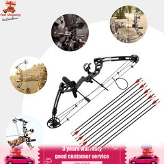 Compound Bow Kit with 12 Arrows Right Hand Archery Hunting Set Black 30-55lbs