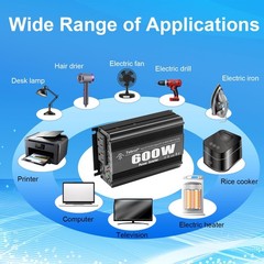 600W Power Inverter DC 12V to AC(2 Outlets) 110V Car Charger Plug Inverter Ad…