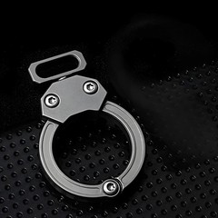 Titanium Alloy Removable Car Key Ring Pendant with Leather Strap EDC Portable