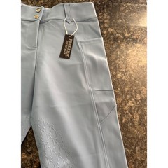 Free Ride Equestrian periwinkle High Waist Full Seat Silicone Grip Breeches NWT