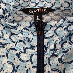 Kerrits Aire Ice Fil Riding Shirt 1/4 Zip Horseshoe Print Blue Womens Small S *