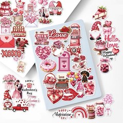 30Pcs Random Cute Love Theme Happy Valentine’s Day Waterproof Stickers Decals