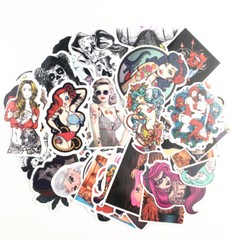 50pc Sexy Tattoo Girls, Punk Goth Sticker Pack, Vinyl Decal Bomb Lot, PVC, JDM