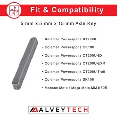 5 mm x 5 mm x 45 mm Axle Key for Coleman CK100, SK100, BT200X, MM-K80R Go Kart