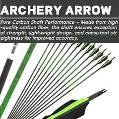 12X 30″ Pure Carbon Arrows Spine300 500 Natural Feathers ID6.2mm Hunting Target