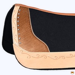 C-P803 Hilason Western Wool Felt Gel Horse Saddle Pad W/ Leather Along Boder