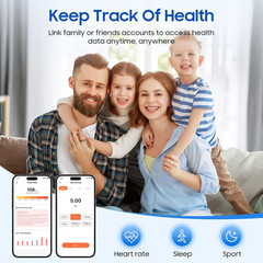 Smart Health Ring, Featuring Stress and Sleep Monitoring Functions, Compatible w