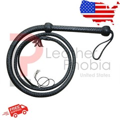 Genuine Cow Hide Leather Bullwhip 04 Feet Long Black 12 Plaits Heavy Duty Whip