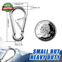Small Carabiner Clip Hooks 10Pcs 1 57 Inch Carabiners Heavy Duty 304 Stainless