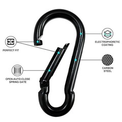 Small Carabiner Clip Hook, 1.57 inch 10 pcs Black Heavy Duty Spring Snap Hook…