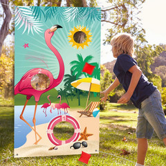 Flamingo Toss Game Banner w 3 Bean Bags Summer Luau Carnival Party Fun Kids Set!
