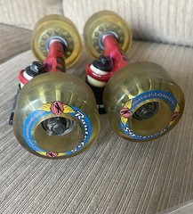 Thunder Team Skateboard Trucks 8” Red w/ Route 65 Wheels And Hardware VERY CLEAN