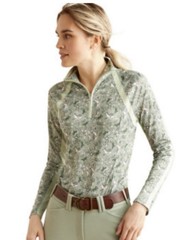 Ariat Women’s Medium Sunstopper 3.0 Baselayer Green Baroque Long Sleeve Shirt