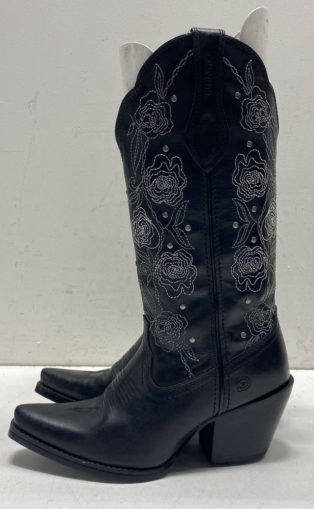 Durango Women’s 13″ Rosewood Black Floral Embroidered Western Boots Size 6M