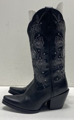 Durango Women’s 13″ Rosewood Black Floral Embroidered Western Boots Size 6M