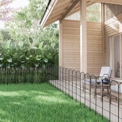 OUSHENG 38in (H) Decorative Garden Fence Fencing, 10ft (L) Rustproof Metal Wi…