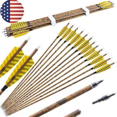 30″ Carbon Arrows SP500 4» Turkey Feather Screw Tips Points Archery Bow Hunting