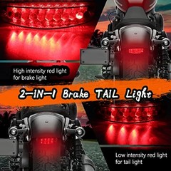 Red LED Tail Light, Universal Motorcycle Brake Taillights for Harley Dyna,