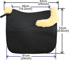 Dressage Saddle Pad, English Saddle Pad with Sheepskin Trim, Lambskin