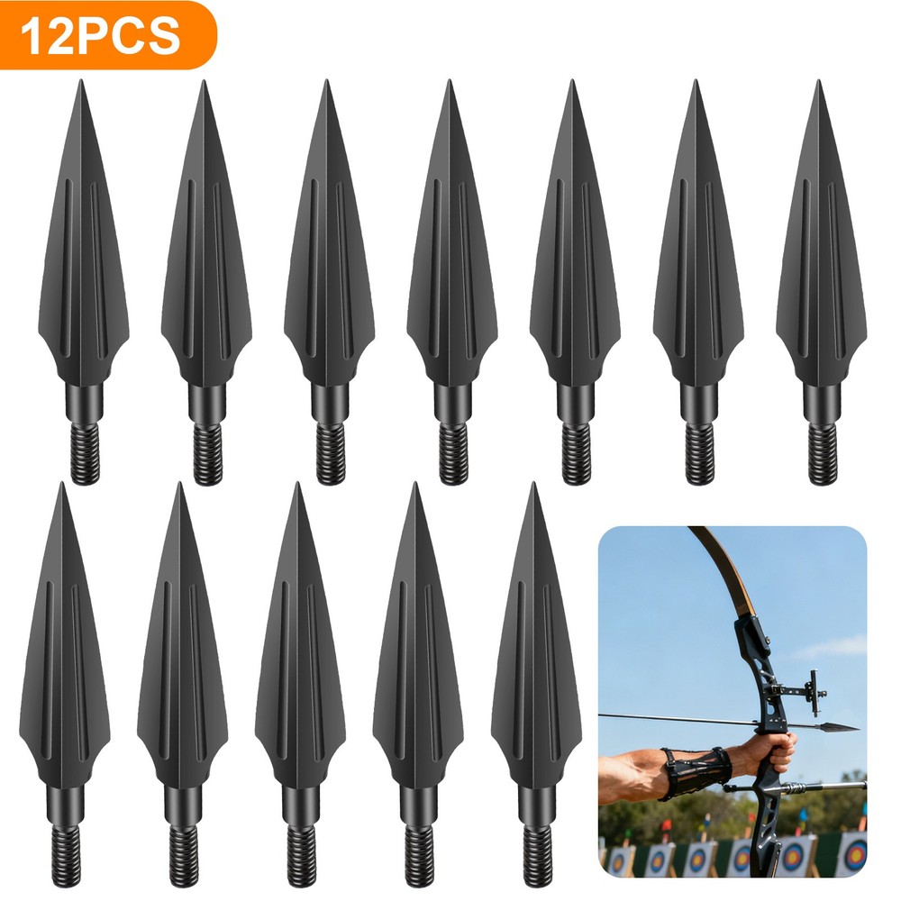12x 125 Grain Hunting Archery Broadheads Carbon Steel Arrowhead for Compound Bow