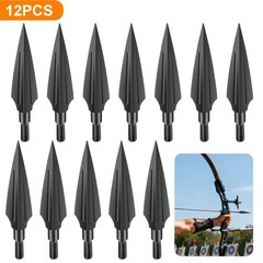 12x 125 Grain Hunting Archery Broadheads Carbon Steel Arrowhead for Compound Bow