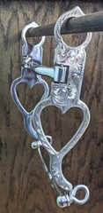 Western Silver Heart Cheek Show Bit – 5″ Snaffle Mouth – 8″ Cheek