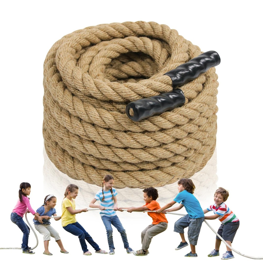 Natural Jute Rope 1″ X 50ft – DIY Landscape Decoration, Tug of War, Gardening