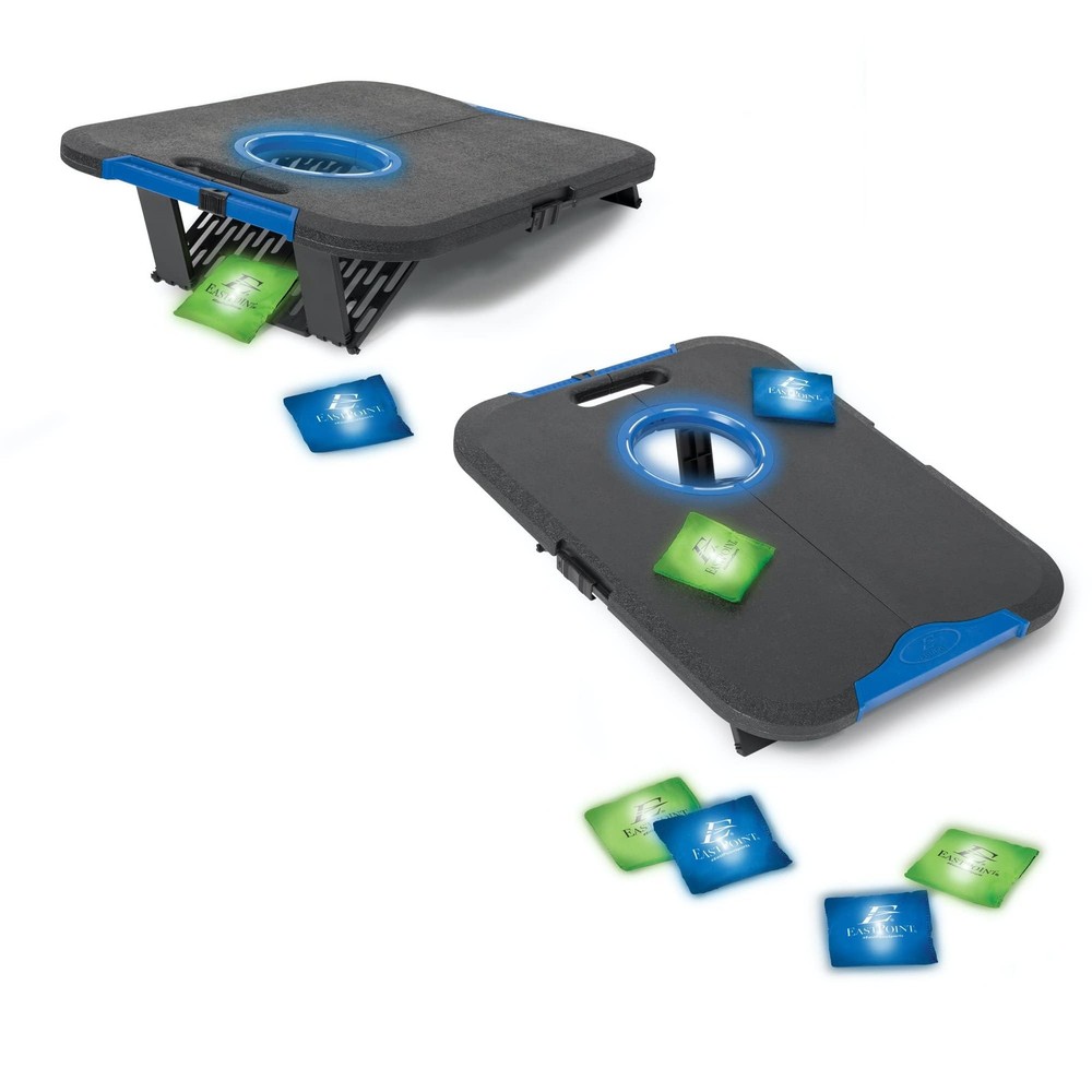 EastPoint Light-Up Cornhole Board Set – 24 x 24″ x 18″, Bean Bag Toss Green