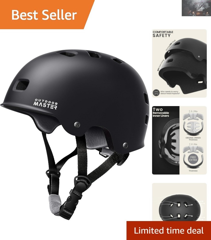 Impact-Resistant Skateboard Helmet for Inline Skating & Cycling – Large Size