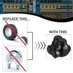 3 Pcs Black Insulated Multi Cable 250-6 Wire Range, 2.22″L x 2.3″W x 2″H