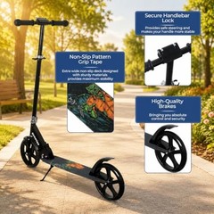 Scooter for Kids 6+, Teens & Adults – Max Load 220LB, Foldable, Ghostly Black