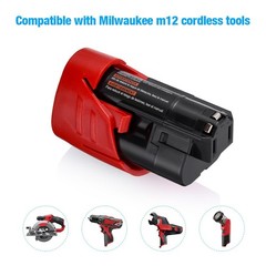 2 Pack 12V 3.0Ah M12 Replacement Battery for Milwaukee Lithium-ion Battery Co…