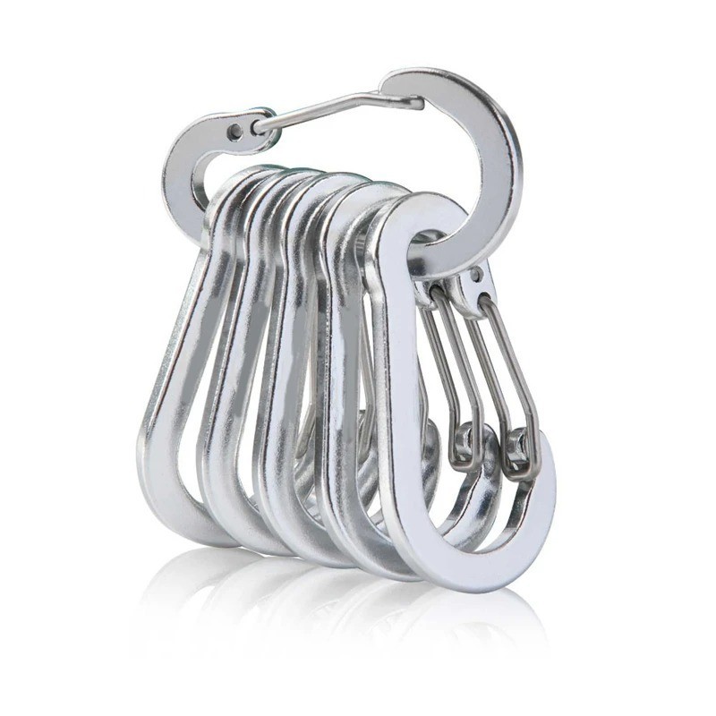 6PCS Aluminum Alloy Carabiner Clips Keychain Snap Hook Camping Hiking Fishing Ge