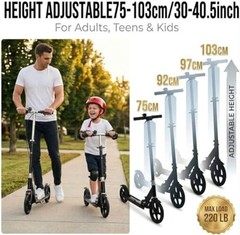 Non-Electric Scooters for Kids 8-12, Teens & Adults – Foldable Commuter Black