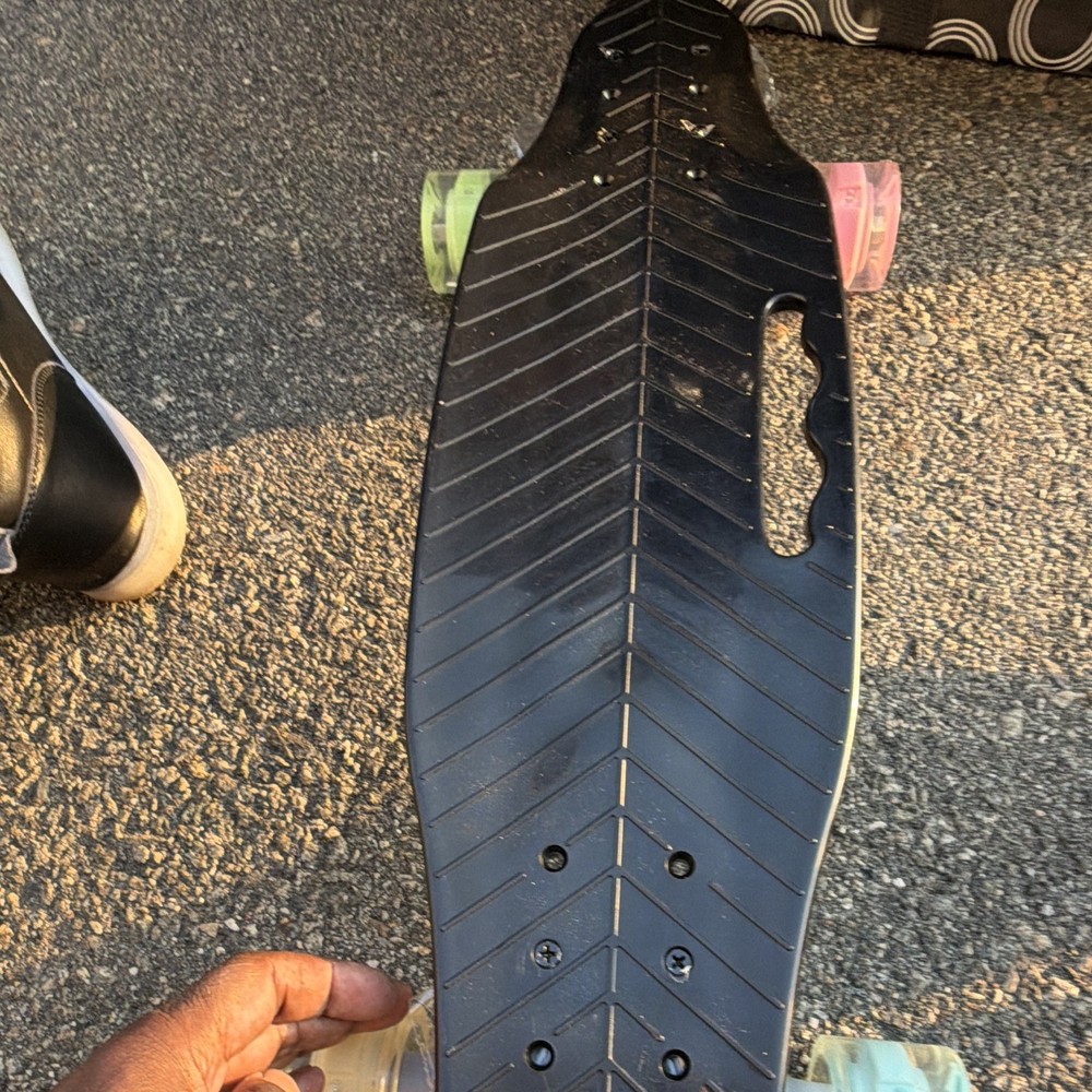 Olelo 44in Cruising Longboard Single-Kick Tail Black w/ Light-Up Wheels