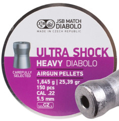 JSB ULTRA SHOCK Match Heavy 150 Count HOLLOW POINT 5.5mm .22 Caliber Air Pellets